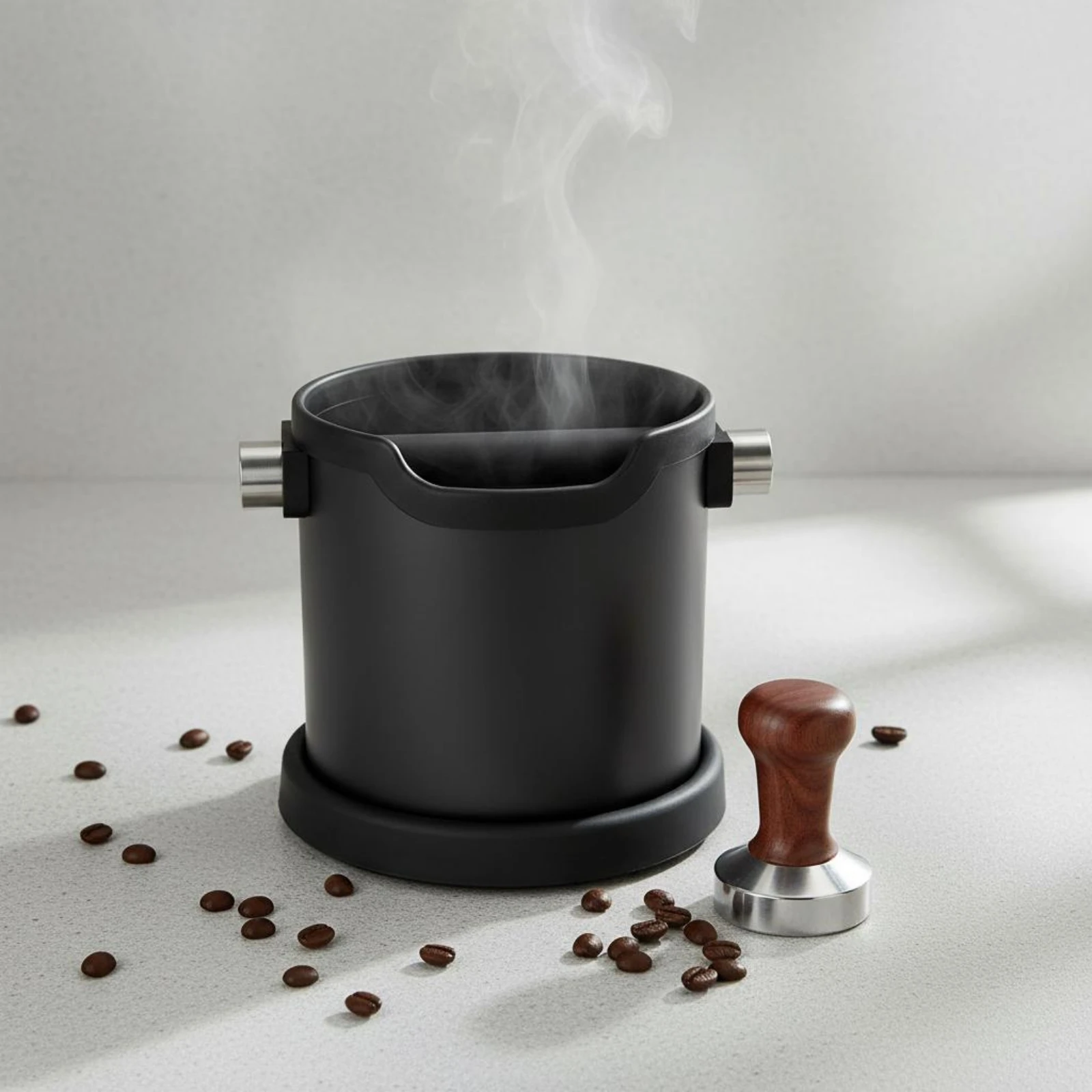 Espresso Knock Box Sturdy Duty Coffee Knock Box Espresso Grounds Container Non-Slip Base Coffee Puck Disposal Bin Removable Bar view 3