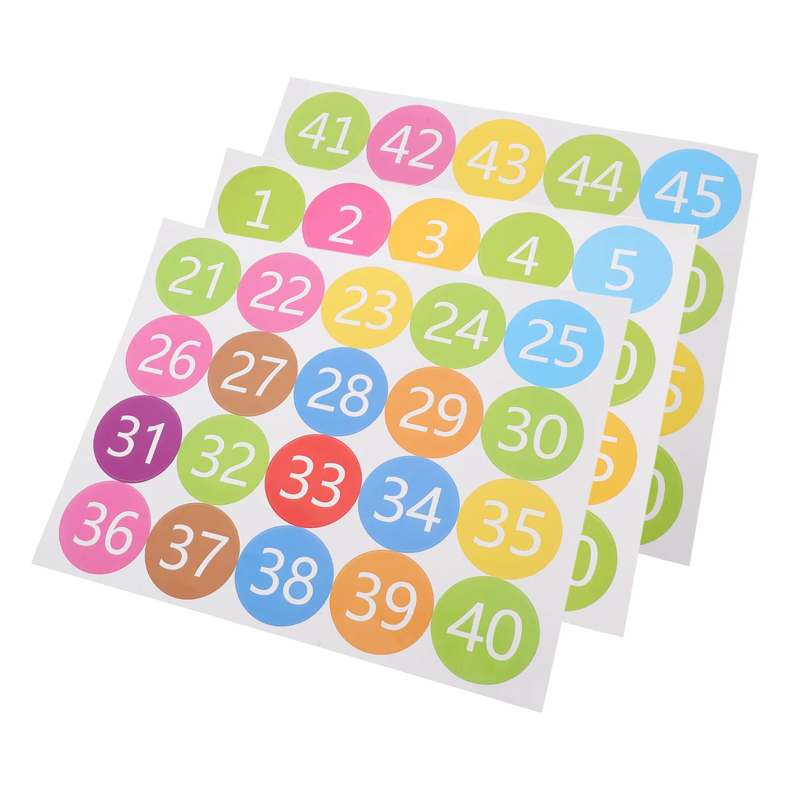 3 Sheets Round Number Stickers Vinyl Self-Adhesive Classroom Floor Labels Organization Dot Index Sticky Storage