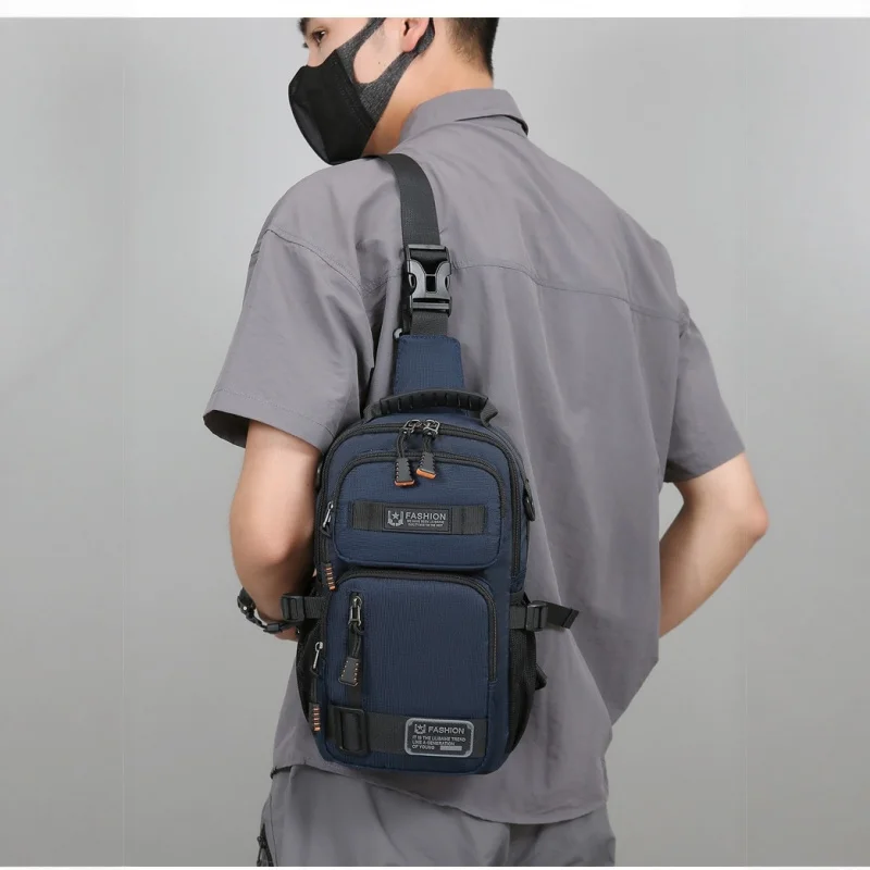 Men's Oxford Cloth Chest Bag, Crossbody Bag, Single Shoulder Bag, Multifunctional Water-Resistant Large Capacity Backpack