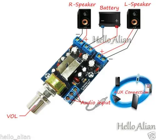 TEA2025B Stereo Audio Power Amplifier Board AC 5V-9V DC 5V-12V 3W*3W Dual Channel VOL