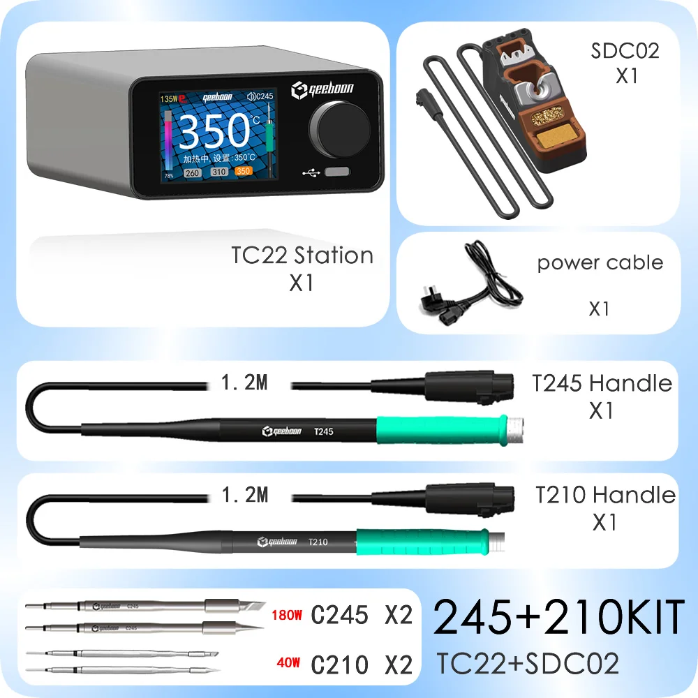 GEEBOON TC22 Temperature Control Soldering Station Compatible 210 245 115 Iron Tip Handle Welding Rework Station