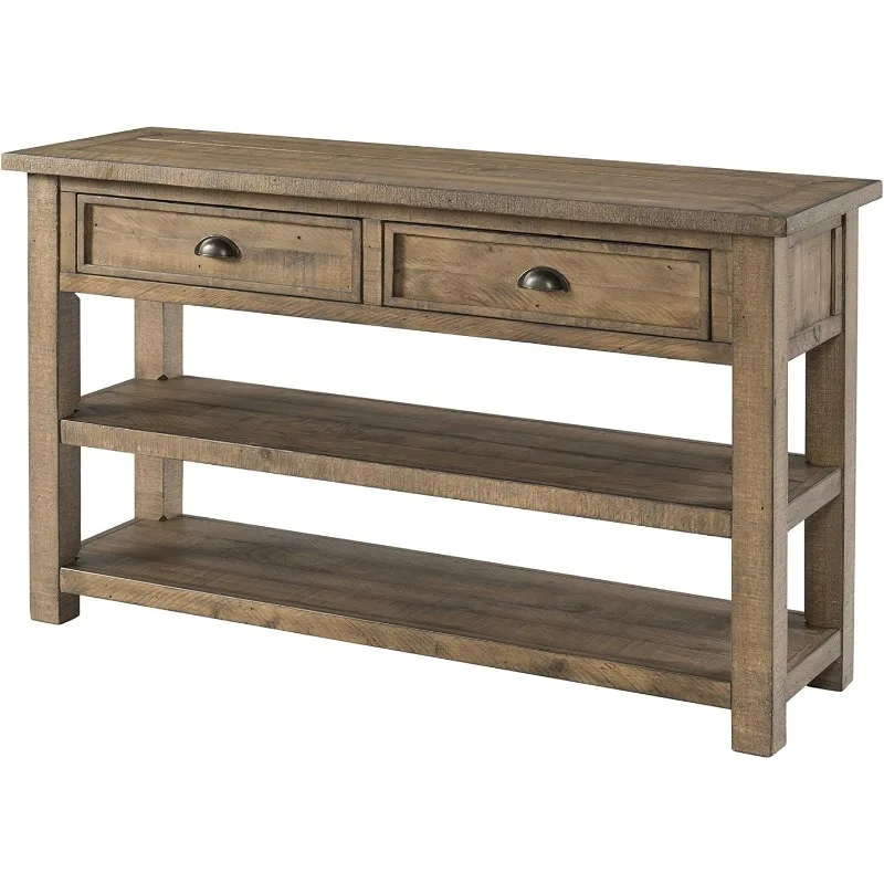 Monterey Solid Wood Sofa Console Table - Reclaimed Natural Finish - Modern Farmhouse - Entryway Table with Two Spacious Drawers