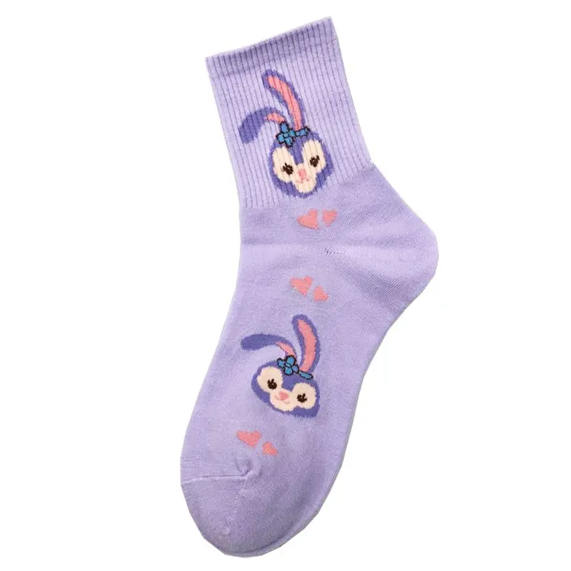 Disney StellaLou autumn and winter girls' cute, comfortable, soft and breathable cartoon high-looking mid-calf cotton socks image 4