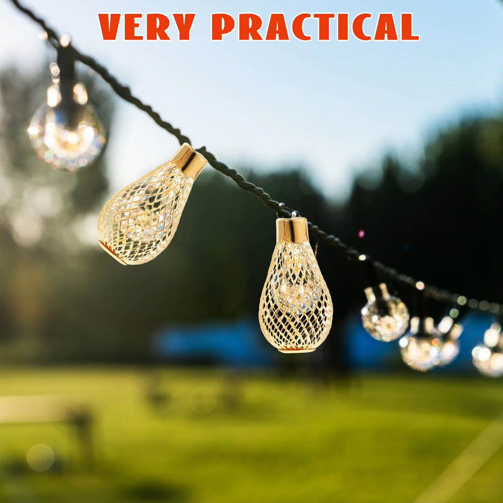 

20Pcs Christmas String Lights Hollow Iron Lampshades DIY Mini Wire Cage Bulb Covers Xmas Party Decor String Light Cover Lamp