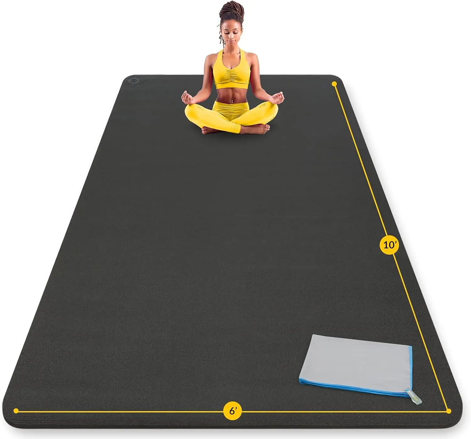 Mat 10 x 6 ft - 8mm Extra Thick, Durable, Comfortable, Non-Slip & Odorless Premium Yoga and Pilates Mat for Home Gym