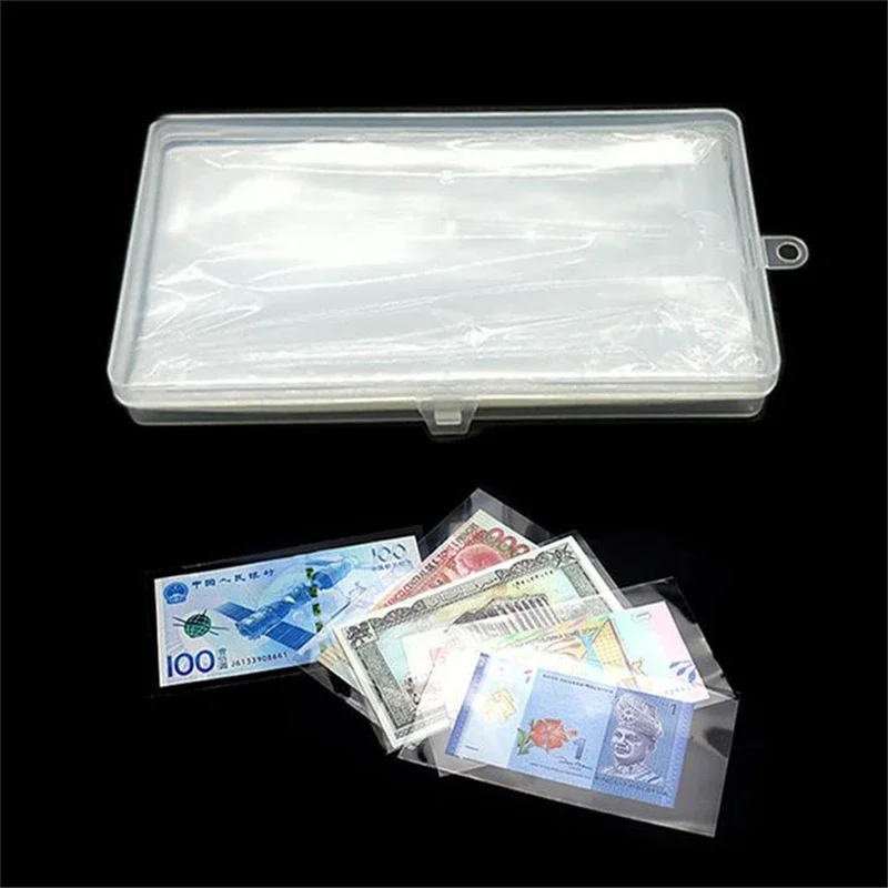 100pcs PVC Banknotes Holder Coin Album Photocards Holder Storage Box Bag Paper Money Collection Case Transparent Organizer