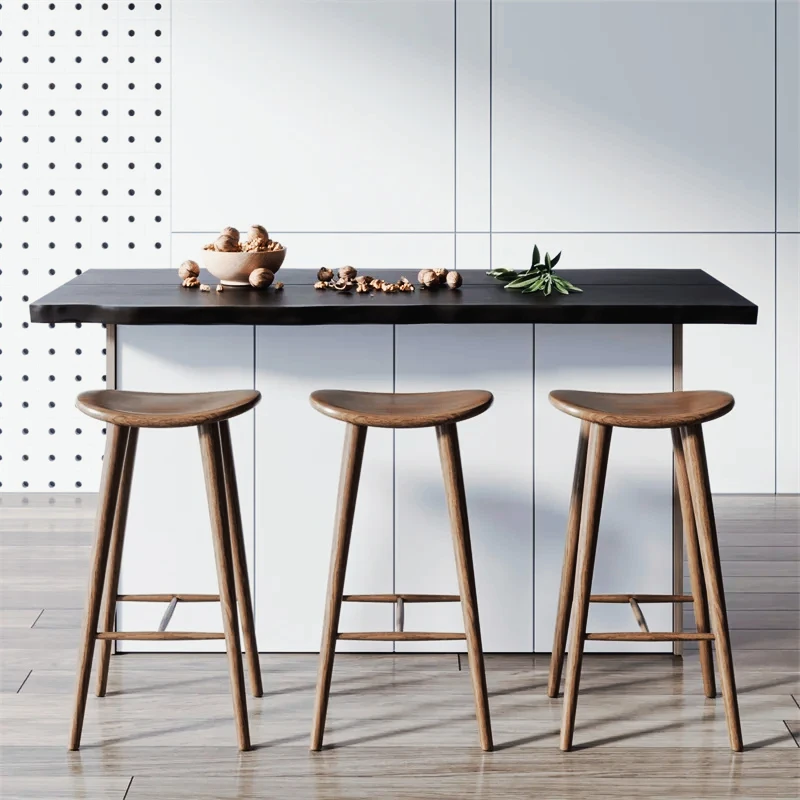 

Nordic Bar Stool Stylish High Stool Crafted from Imported Rubber Wood Ideal for Home Restaurant Use