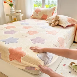 1pc Flannel Bedsheet Winter Fitted Sheet Warm Bed Cover Simple Style Bed Linen 120/150/180cm Sheets couvre lit (No Pillowcase)