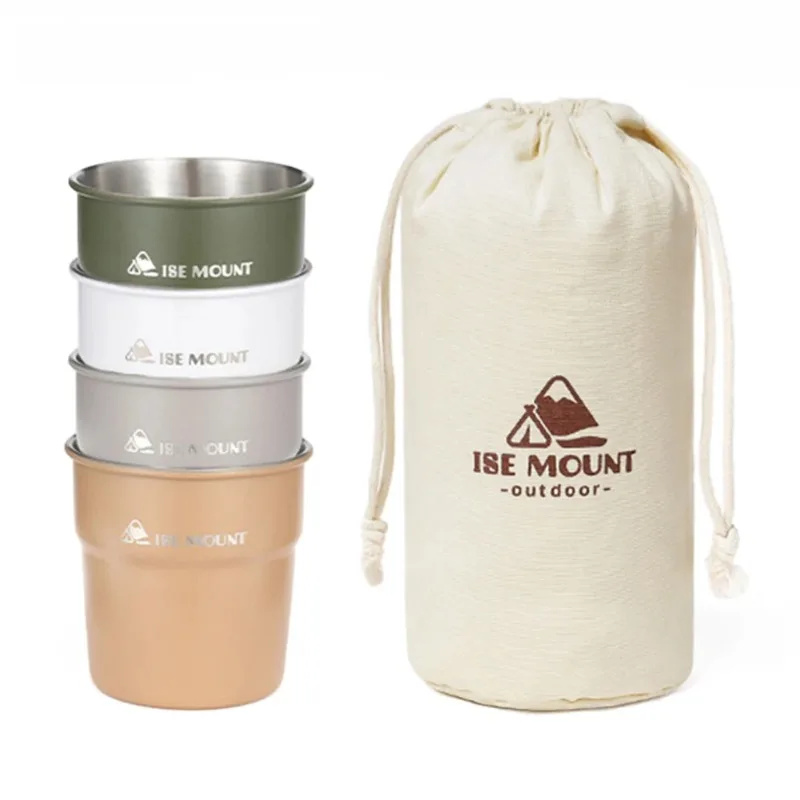 

4 шт. 300 мл уличная кемпинговая пивная чашка из нержавеющей стали 304 кружка кофейная чашка с сумкой для хранения оригинальные кружки Посуда