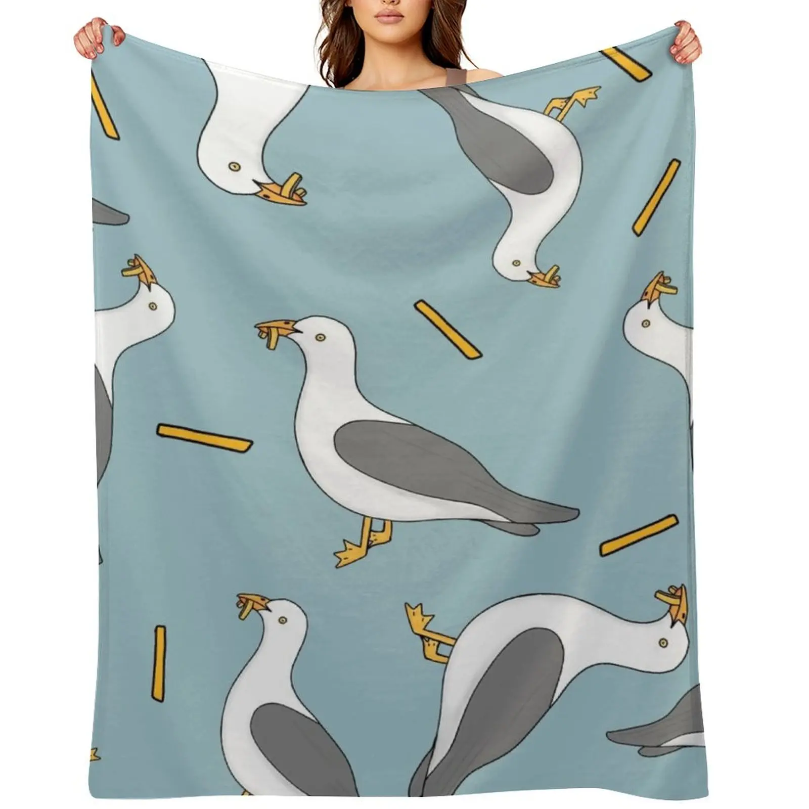 

Seagull and chips Throw Blanket Beautifuls heavy to sleep anime Polar Blankets