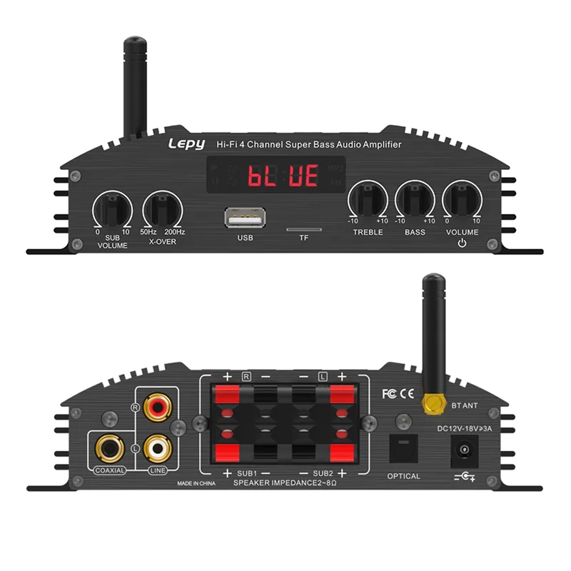 Ingenious-LEPY X4 HIFI 4 ช่องบลูทูธ 5.0 เครื่องขยายเสียง,ใยแก้วนำแสง,อินพุตโคแอกเซียล,2.1 เครื่องขยายเสียง US PLUG