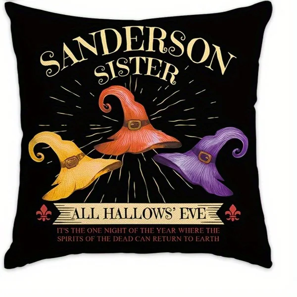 غطاء وسادة بنمط Hocus Pocus & Halloween لديكور المنزل مناسب لغطاء وسادة السيارة لغرفة النوم والأريكة