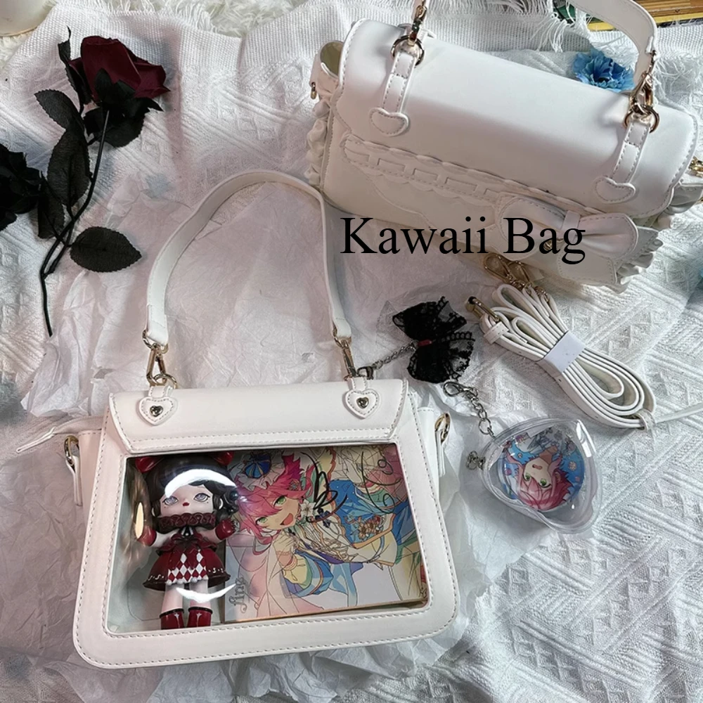 Japanese Lolita JK Uniform Shoulder Crossbody Bags Kawaii Leather Women ItaBag Elegant Bow Tote HandBag