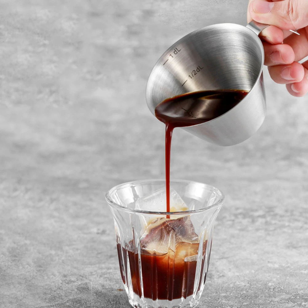 

Stainless Steel Espresso Cup Lightweight Design Durable Practical Coffee Measuring Pitcher Smooth Easy Clean Store Space Saving