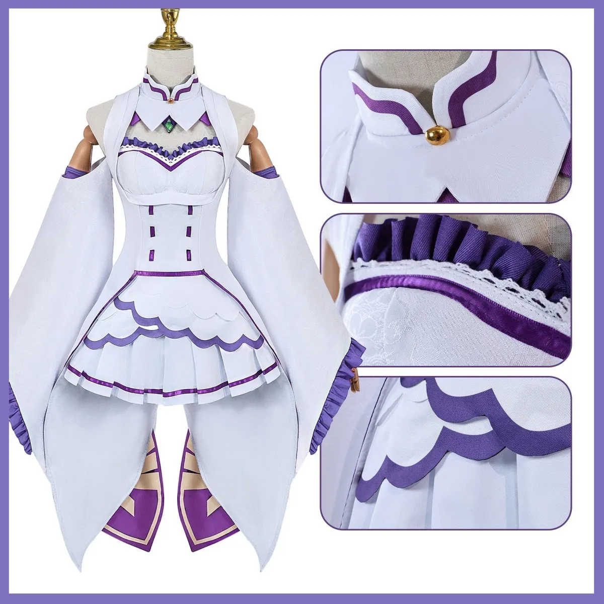 Anime Re:Life in A Different World From Zero Emiria Cosplay Costume Emilia White Skirt Uniform Woman Sexy Christmas Party Suit