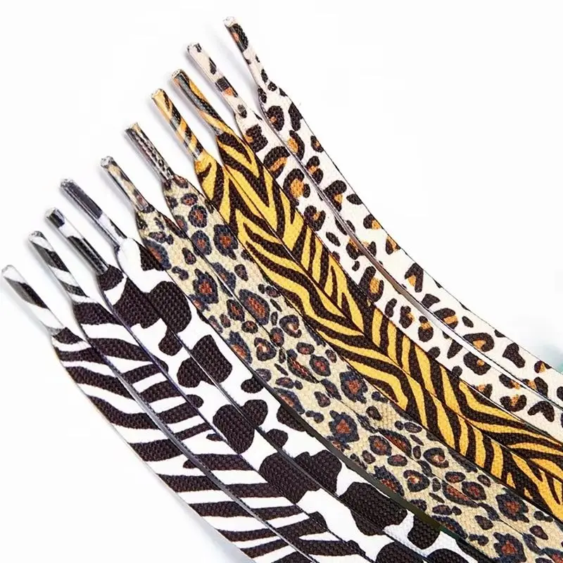 Flache Schnürsenkel mit Leopardenmuster, Zebra, Tiger, Schlangenmuster, klassische Schnürsenkel mit Tiermuster, kreative Unisex-Turnschuhe, Segeltuch-Schnürsenkel