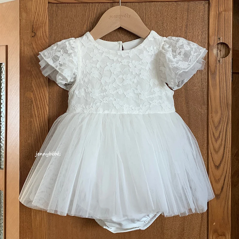 2026 New Summer 0-24M Children Clothes Newborn Baby Girl Romper Short Sleeved Cotton Mesh Splicing Toddler Baby Girls Jumpsuit