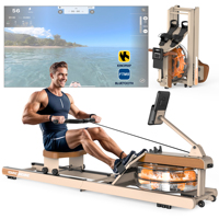 Rowing Machine for Home : Bluetooth Rower Water with Adjustable Tablet Holder - 98% Pre-Mounted Folding Rower