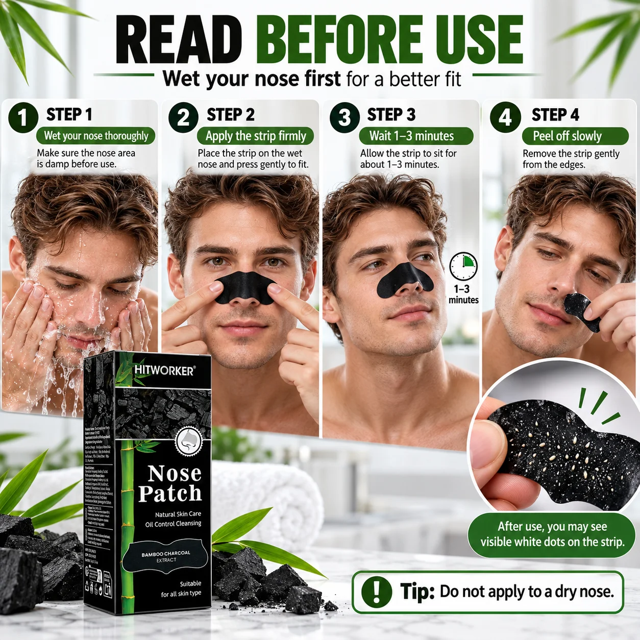 Alcohol-Free Nose Cleaning Patches – Gentle Nose Strips for Pore Cleansing, Exfoliating & Oil Control, Fragrance-Free Non-Irrita