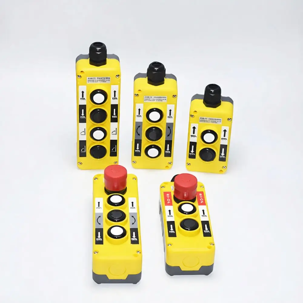 XZELE COB T1 T2 Pendant Control Switch Waterproof Push Button For Hydraulic Tail Lift Truck Crane Hoist Motor Loading Equipment