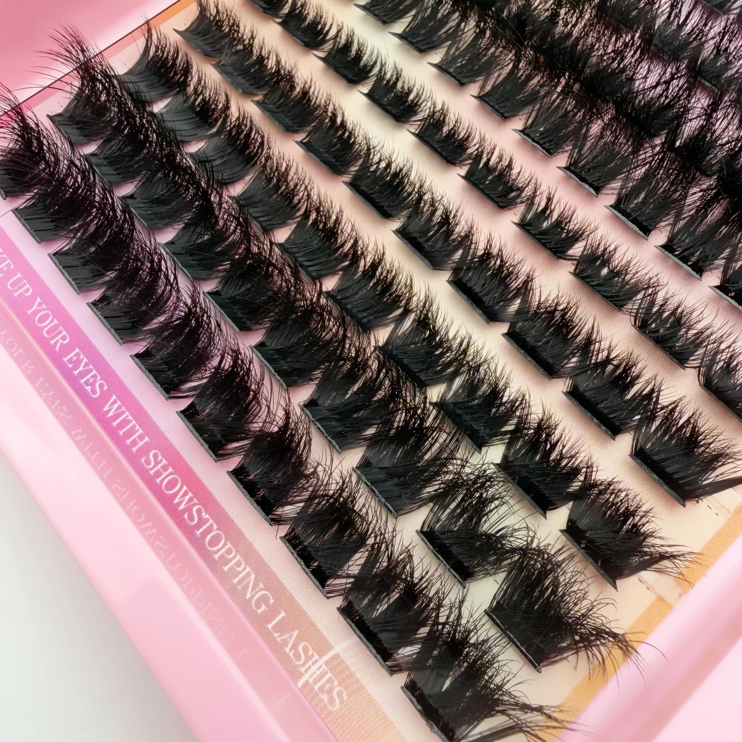 12 Reihen Gemischte Wimpernbüschel 2 Spikes & 10 Volumen 3D Faux Mink DIY Wimpernverlängerungen – Detail 2
