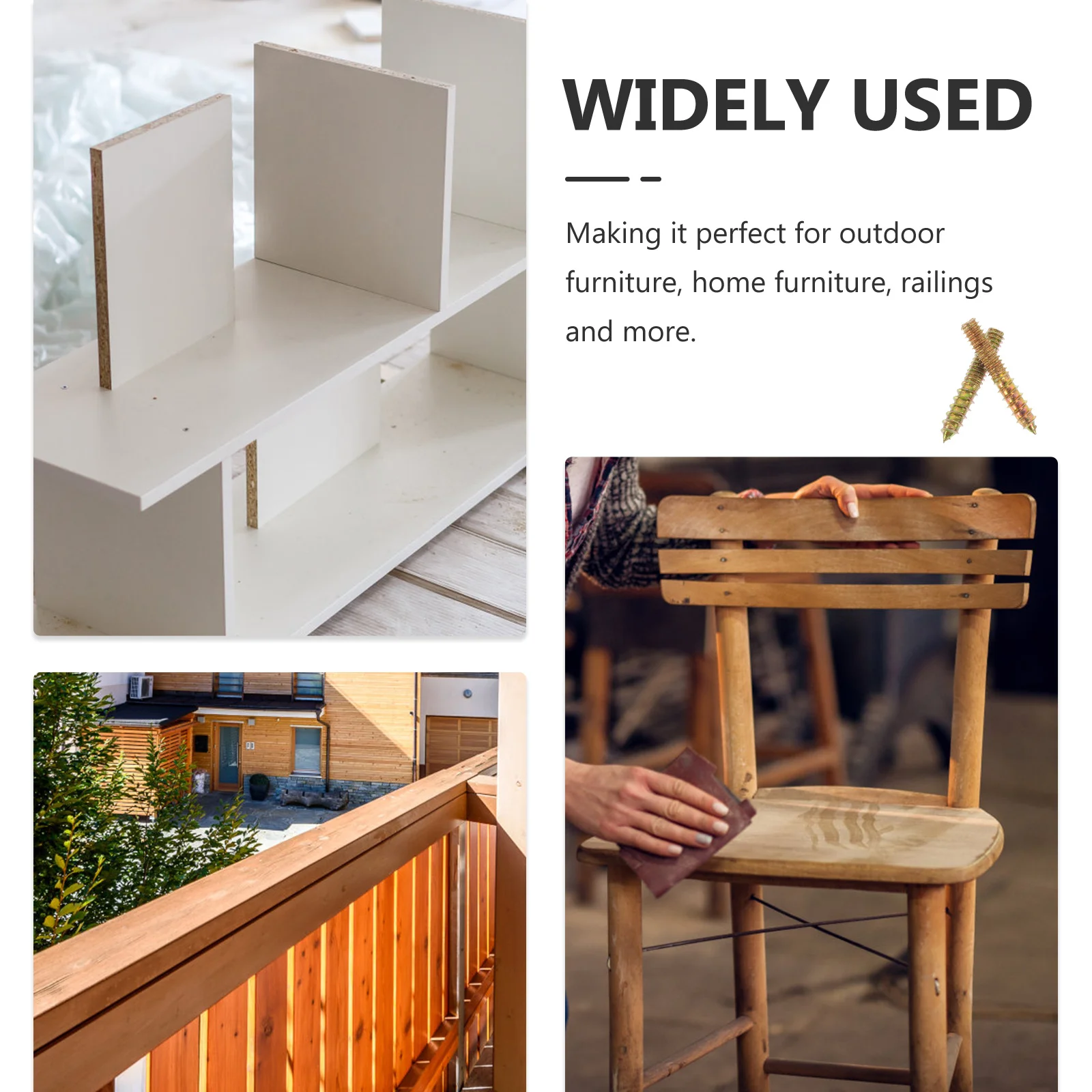 

100Pcs Double Headed Screws Self-Tapping Wood and Machine Thread Fasteners for Furniture Woodworking Projects Hanger Bolts Steel