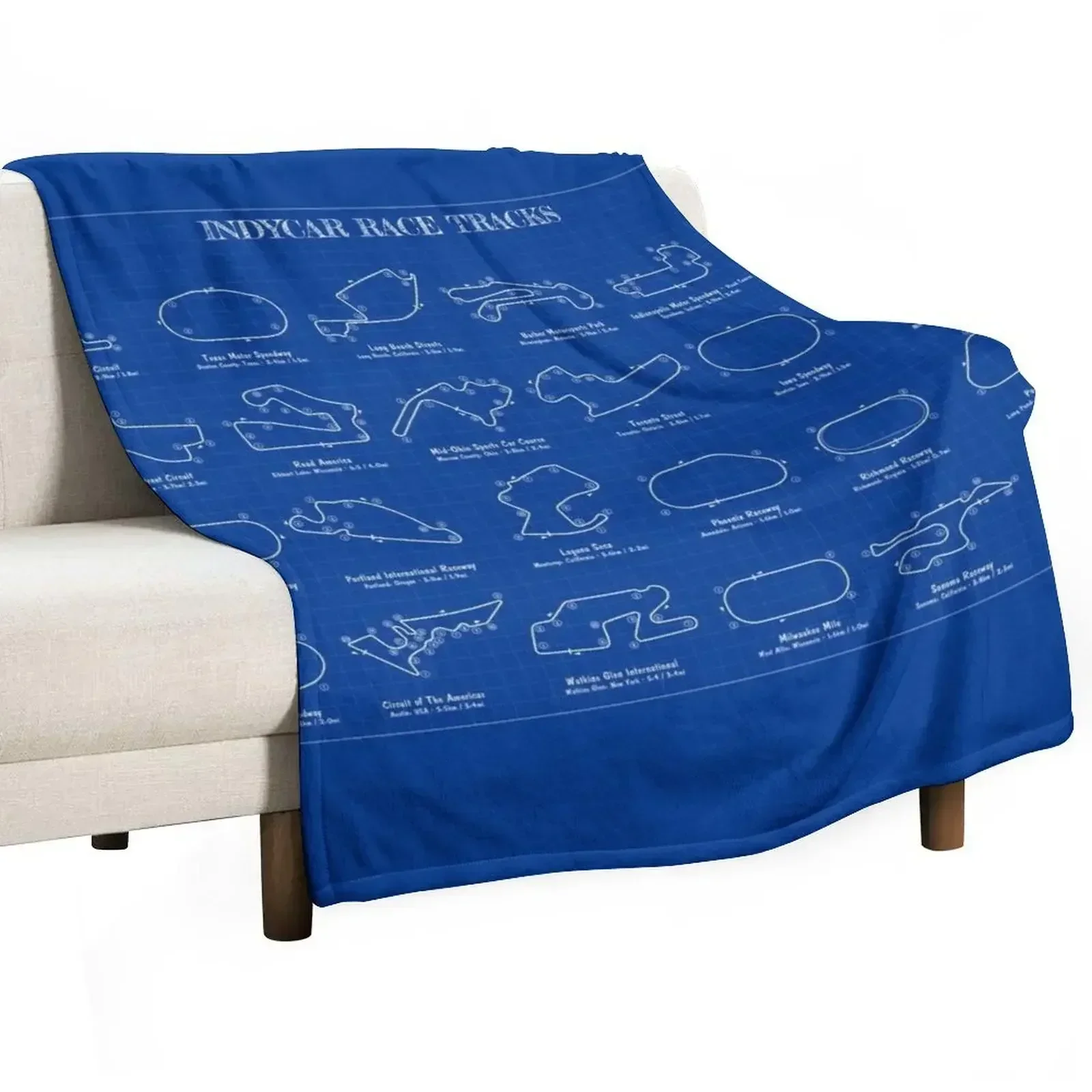 Indycar Race Tracks (Bueprint Version) Throw Blanket Flannels christmas gifts Sleeping Bag Soft Plaid Sofa halloween Blankets