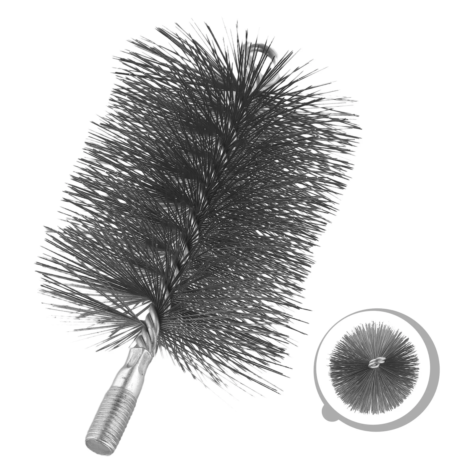 Steel Wire Chimney Cleaning Brush Round Sweep For Fireplace Flue Pipe Rust Removal And Deburring Tool With Thread Assembly