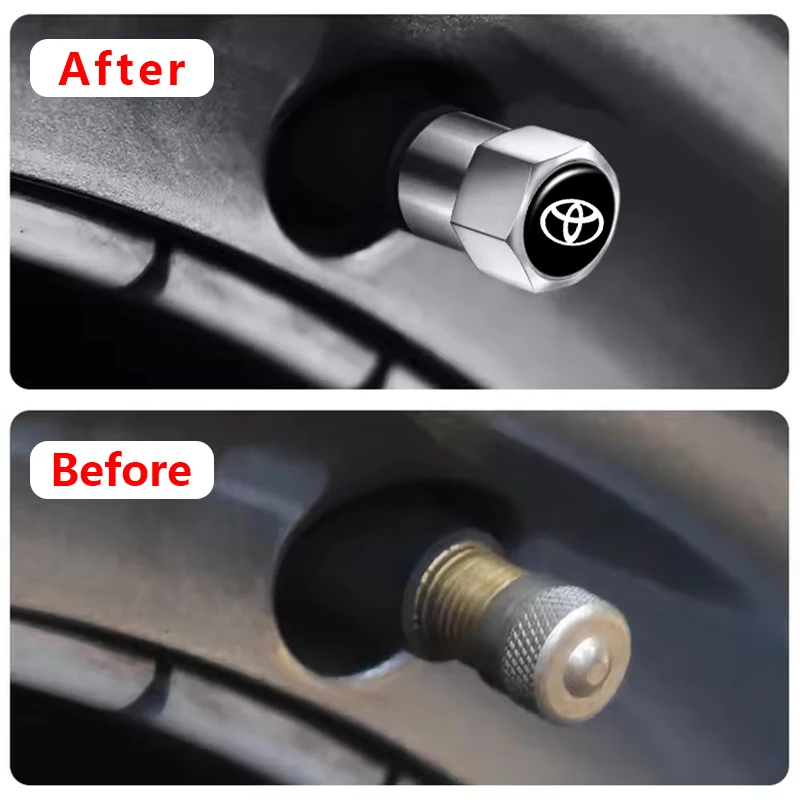 4Pcs Metal Car Wheel Tire Valve Caps For Toyota GR Sport Corolla Camry RAV4 Hilux Yaris Prius CHR Prado Auto Air Stem Dust Cover view 3