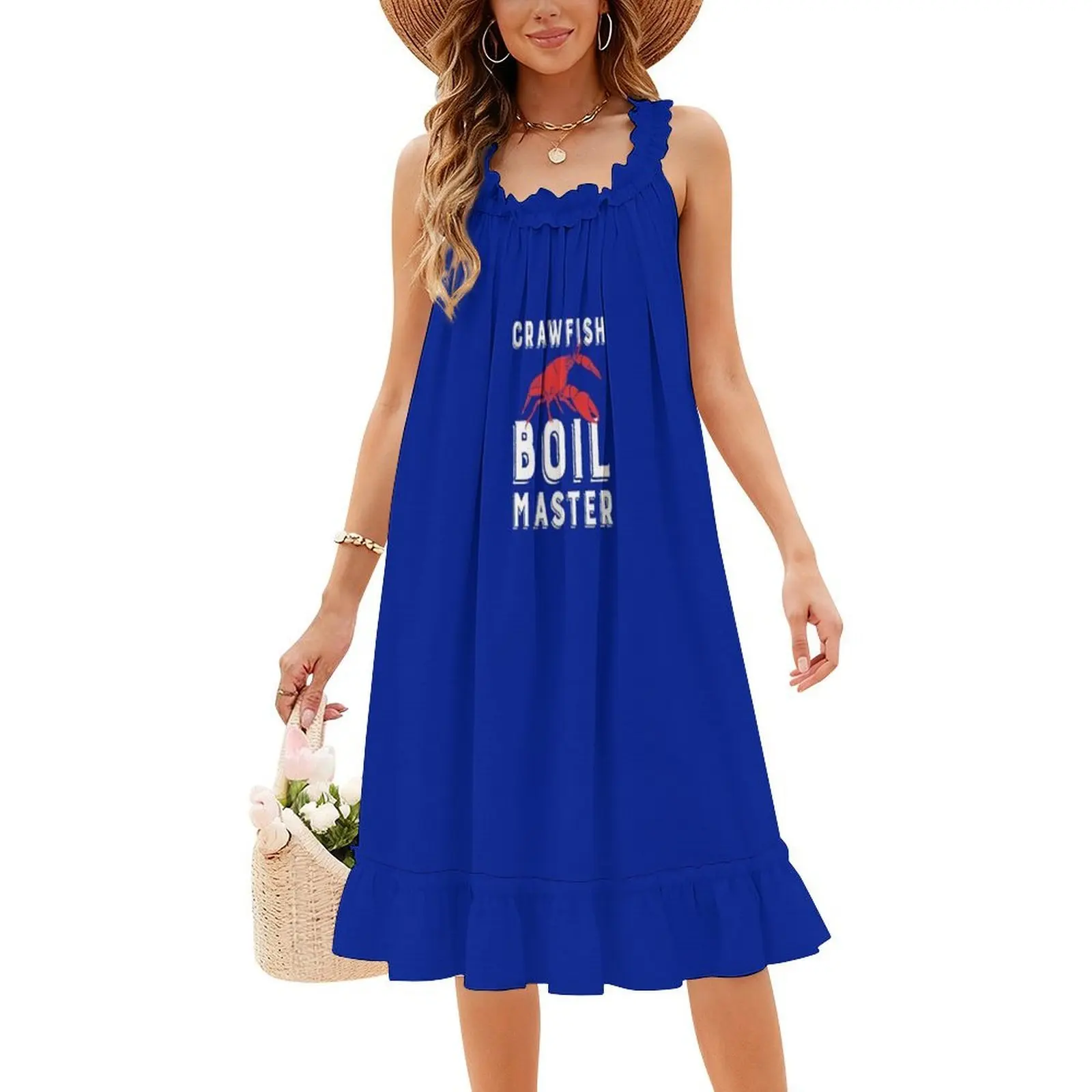 جراد يغلي ماستر الأحمر جراد البحر عاشق هدية ل Foodie البوهيمي فستان بلا أكمام للنساء طباعة فساتين حفلات الشاطئ جراد البحر #4