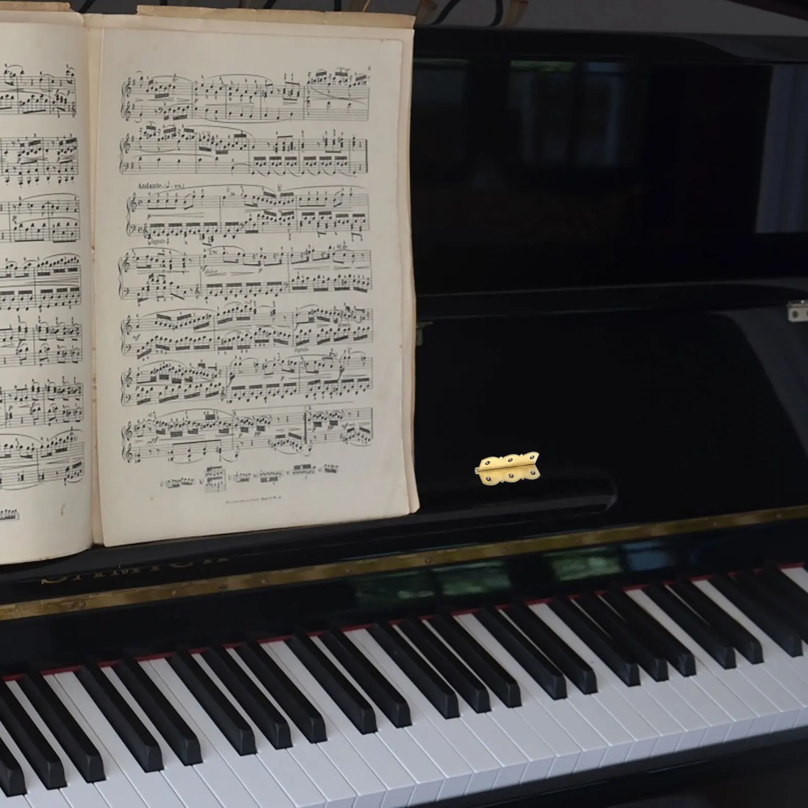 

2Pcs Brass Hinges for Piano Music Stand and Bookshelf Rust-Proof Smooth Folding Hinges Musical Instrument Hardware Piano