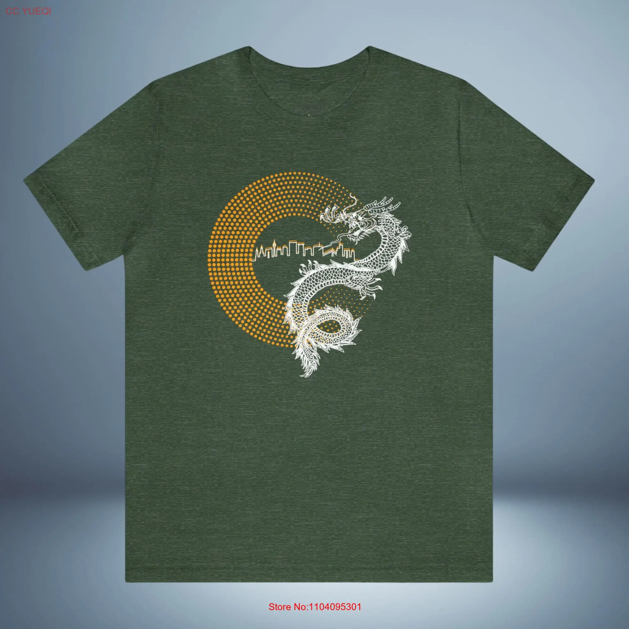 Dragon In The City  T Shirt Around Gold And White long or short sleeves