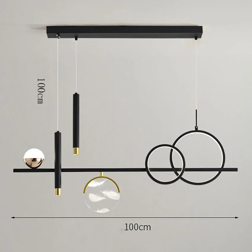 SANDYHA Black Golden LED Chandelier Modern Dining Room Ceiling Light Living Room Table Decor Lighting Lampadario Salon Home
