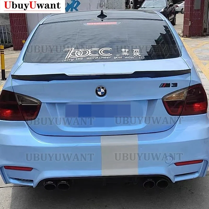 For BMW E90 3 Series 320i 320d 2005-2011 Rear Trunk Spoiler Carbon Fiber Look Unpainted Color Rear Roof Wing Car Styling