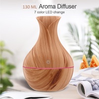 USB Electric Mini Vase Air Humidifier 130ML Mini Wood Grain Aroma Diffuser Essential Oil Cool Mist Maker With LED For Home Gifts