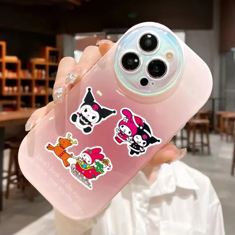

New 50pcs Sanrio Christmas Stickers Cute Cartoon Kuromi KT Melody Notebook DIY Decorative Stickers Children's Toys
