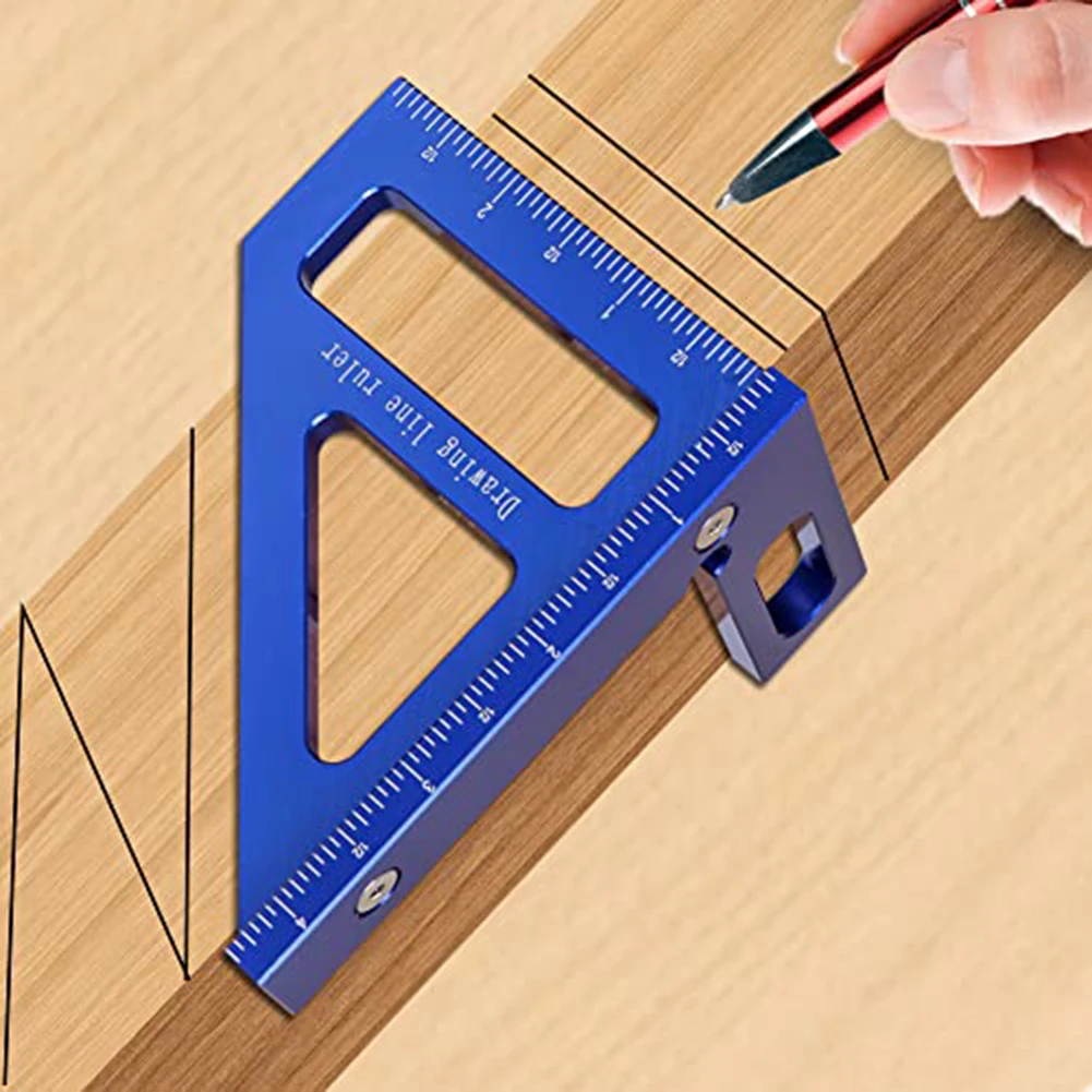 1pcs 45/90 Degree Woodworking Square Ruler 3D Multi Angle Measuring Ruler Square Hole Scribing Ruler Carpenter Tools Accessories
