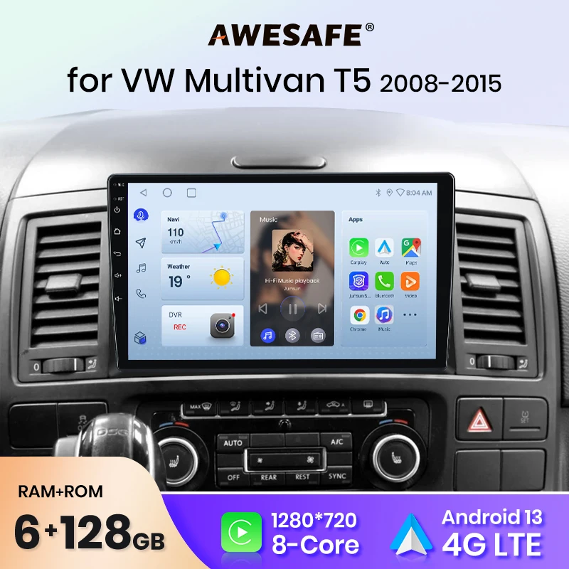 AWESAFE PX9 For Volkswagen Multivan T5 2003-2015 Car Radio Multimedia Navigation 2 din Android 2din Autoradio CarPlay Stereo