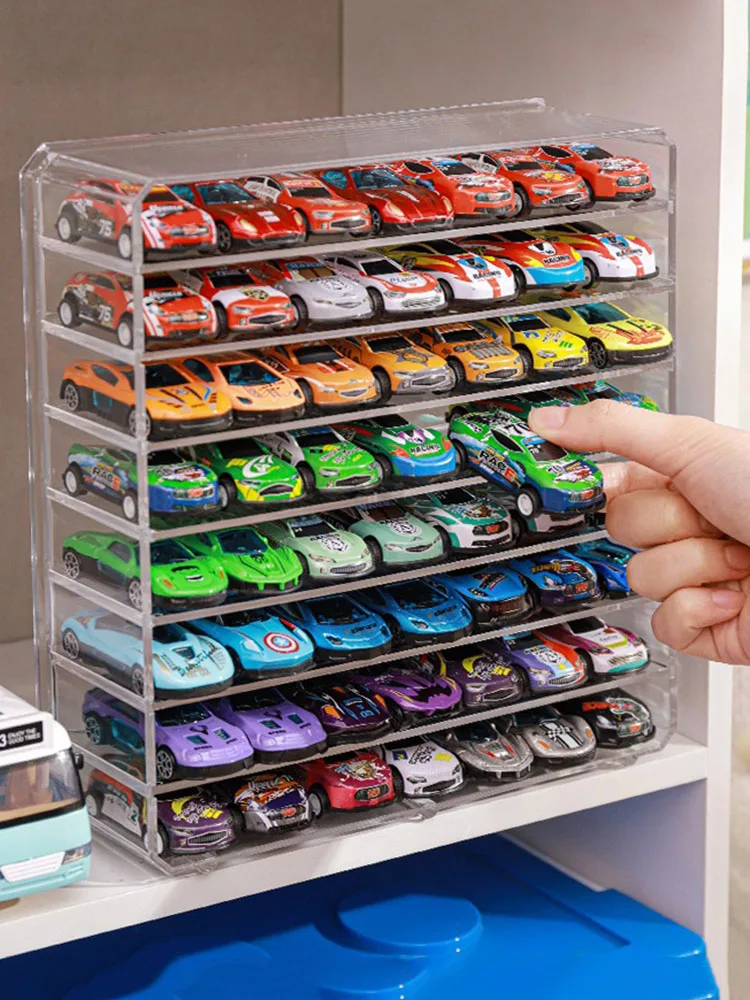 Car Storage Box for Diecast 1/64 Storage Case Acrylic Dustproof Transparent Auto Display Box for Children Gift Car Accessories