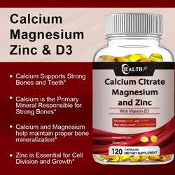 Calcium Magnesium Zinc Capsule Vitamin D3 for Strong Bones Teeth Heart Nerve Increase Immune System Function Supplement