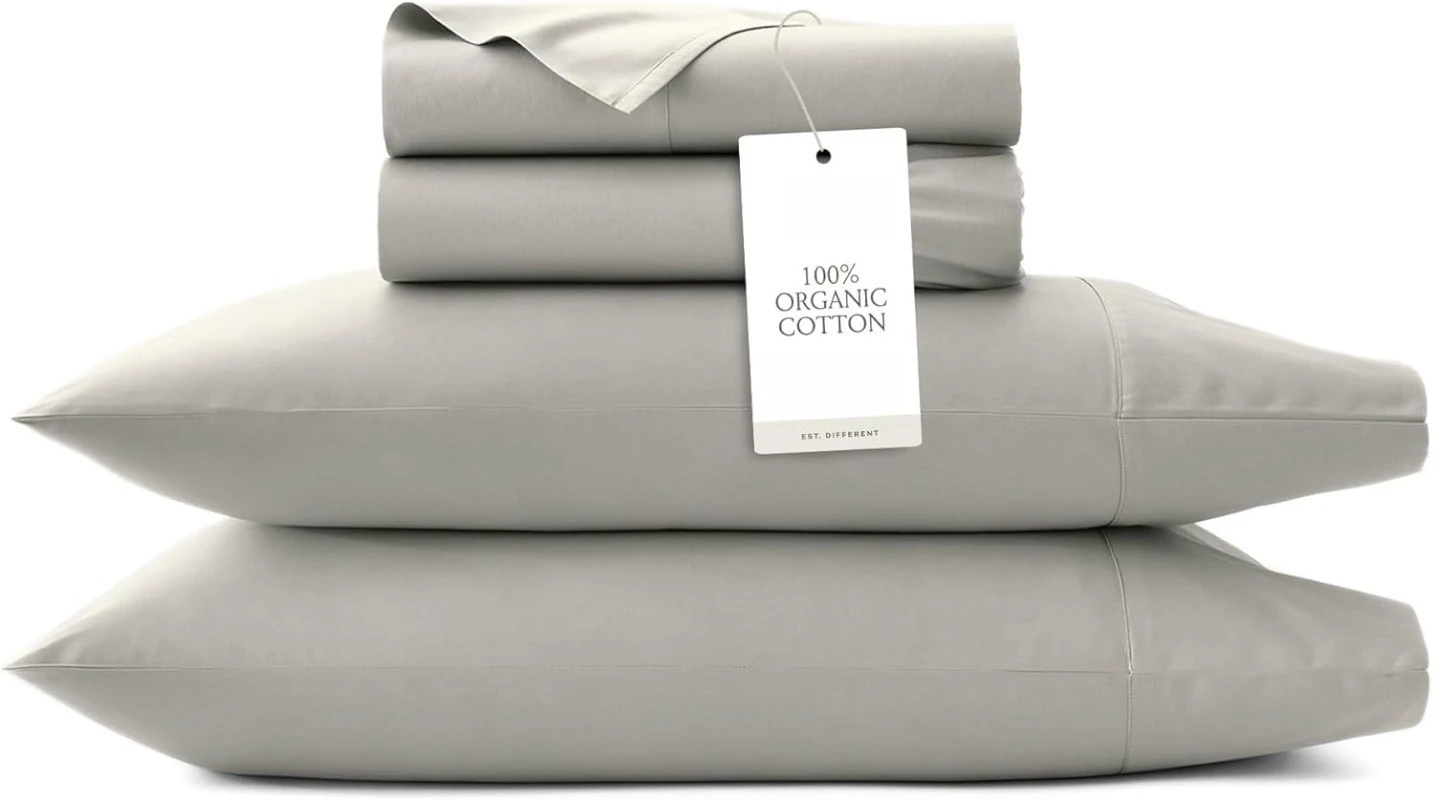 

Комплект простыней Percale Hemmed - Охлаждающие дышащие простыни для горячих сну - Queen, Pewter - Роскошные 100% органические простыни