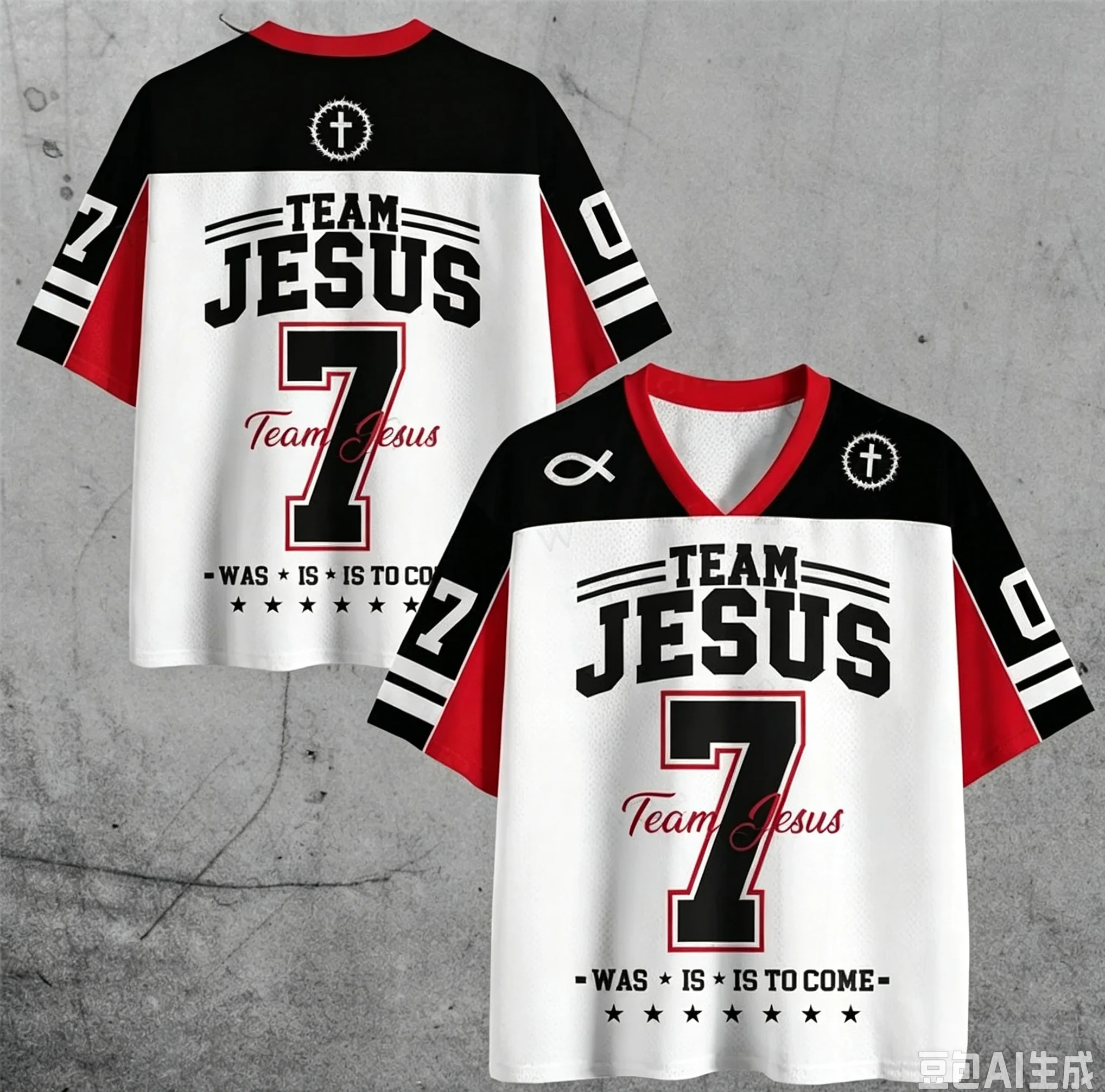 Team Jesus 7 Christian Mesh Jersey Faith Bible Verse Baseball Unisex Jersey “Was Is Is To Come” Biblical Jesey Women Mens Tshirt
