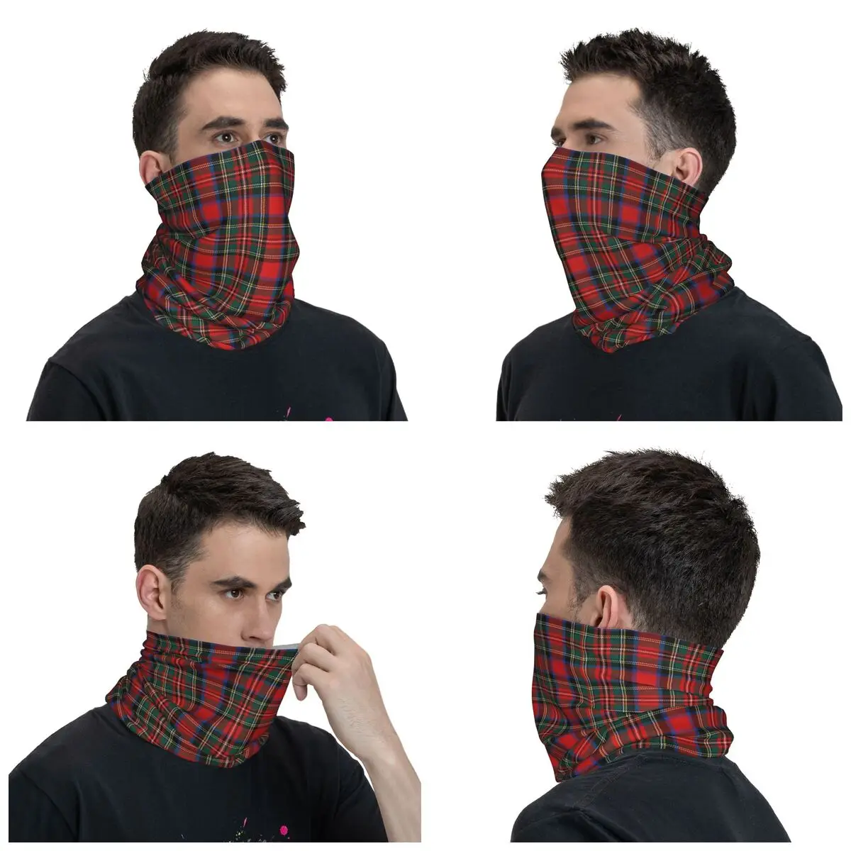 Custom Classic Popular Tartan Plaid Winter Headband Neck Warmer Tube Scarf Geometric Gingham Check Texture Face Bandana Gaiter