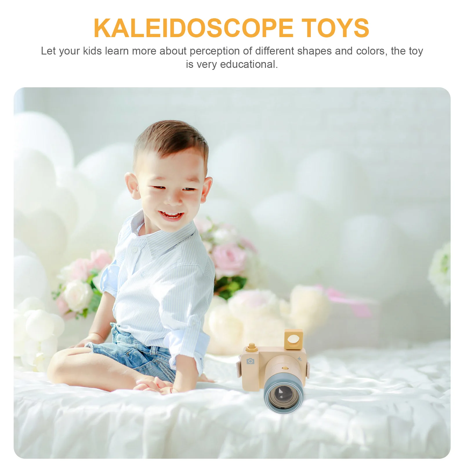 

Creative Kids Camera Shape Kaleidoscope Educational Miniature Wood Lens Plaything Decorative Light Video Shooting Funny Party