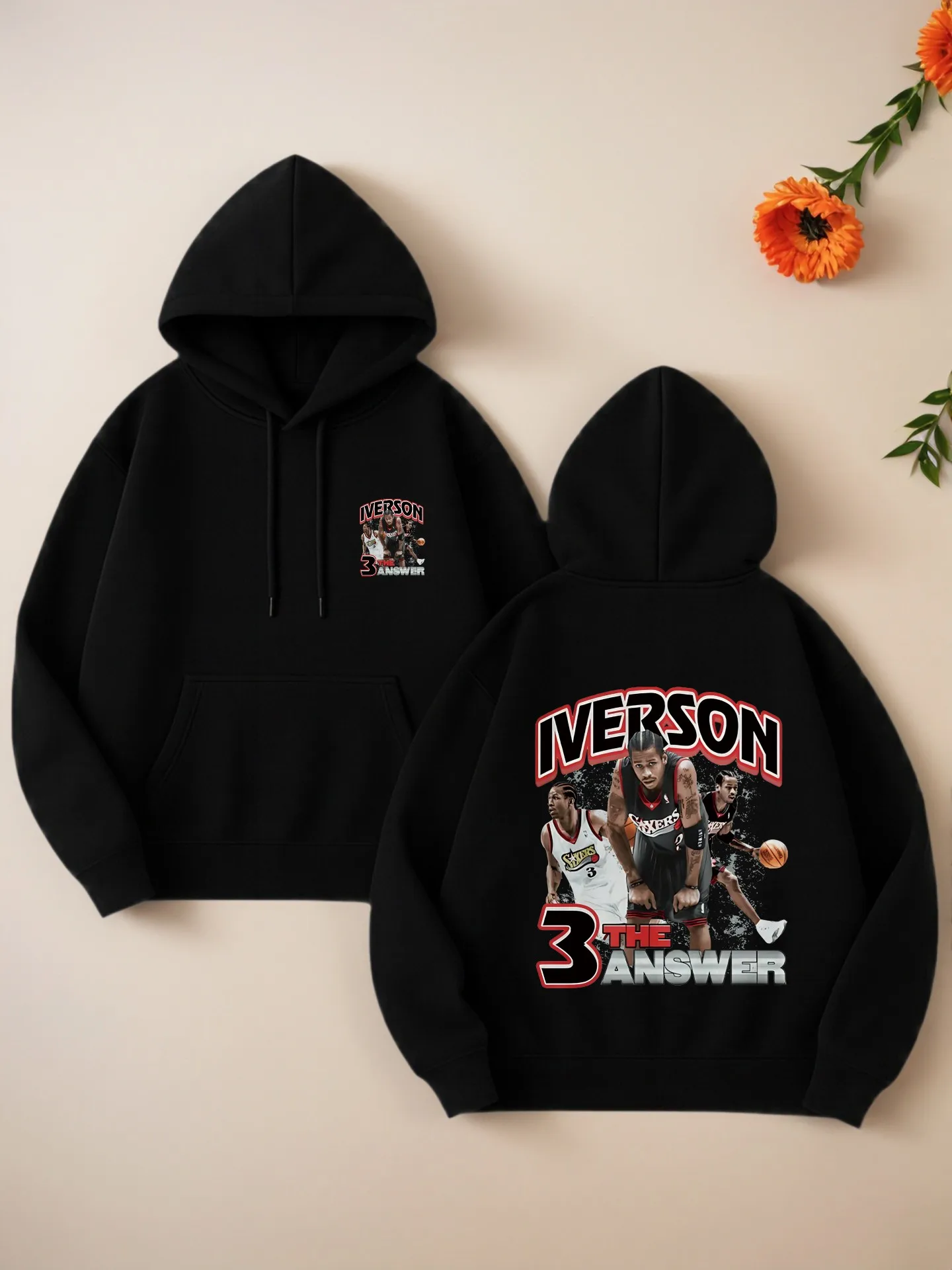 

Graphic Hoodie, Iverson Print, Streetwear Style, Graphic Print, Casual Everyday Wear, For Men