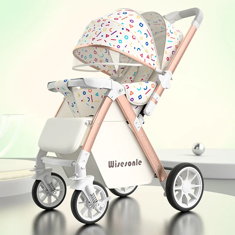 High Landscape Baby Stroller Can Sit or Lie Down Lightweight Folding Two-way Shock-absorbing Newborn Baby Stroller