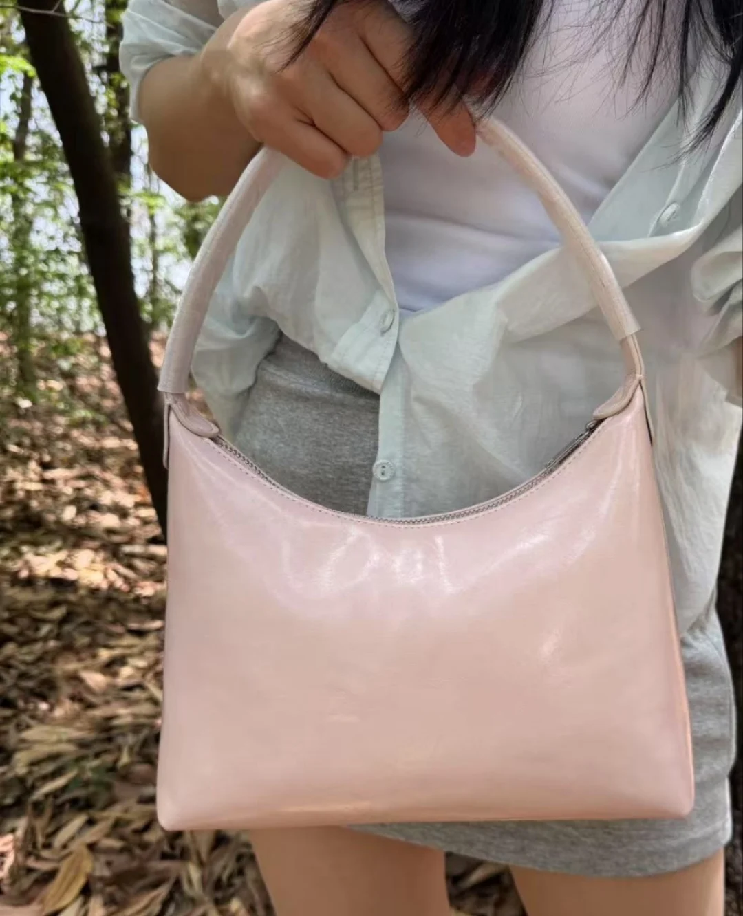 

Trendy Candy Colored Women's Underarm Bag Handbag Single oulder Bag Korean Sle PU Leather Zipper Closure Daily Use