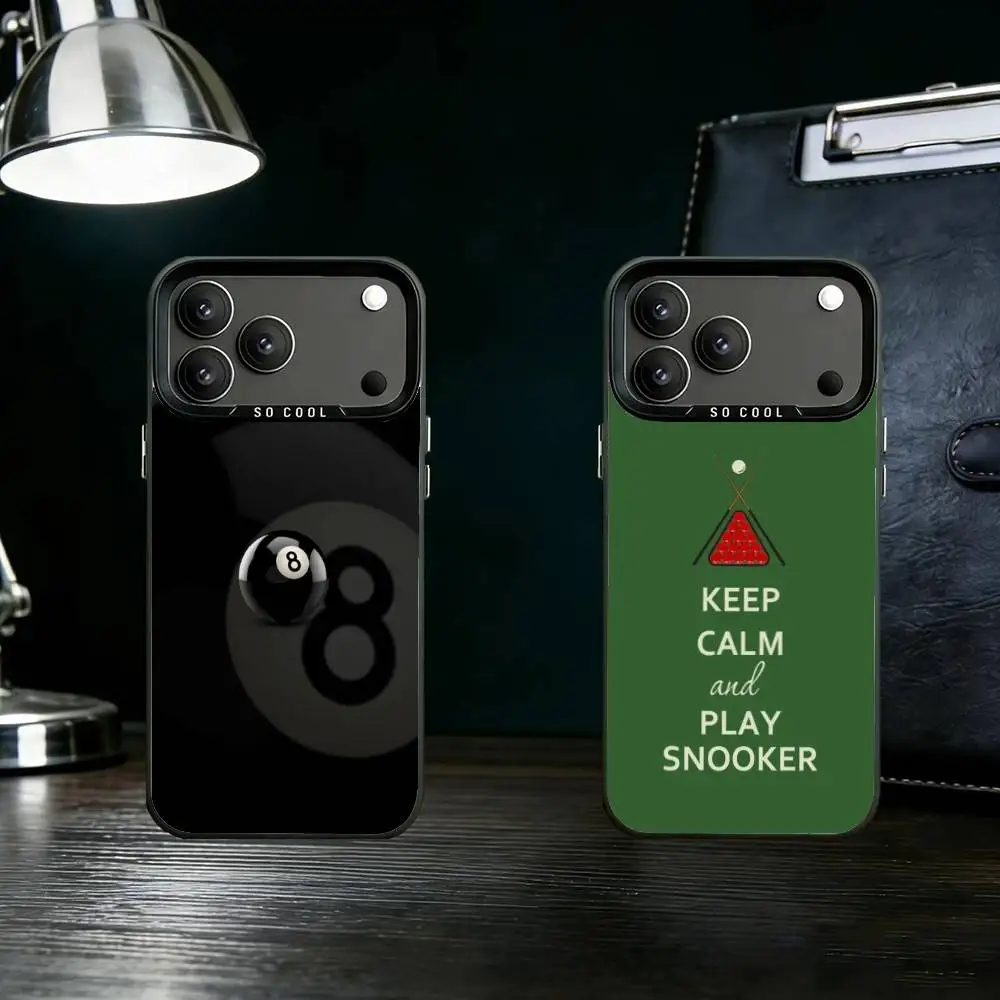 

Billiards S-Snooker Sports Phone Case For iPhone 17 16 15 14 13 12 11 Pro Max Plus Silver Matte Black Cover