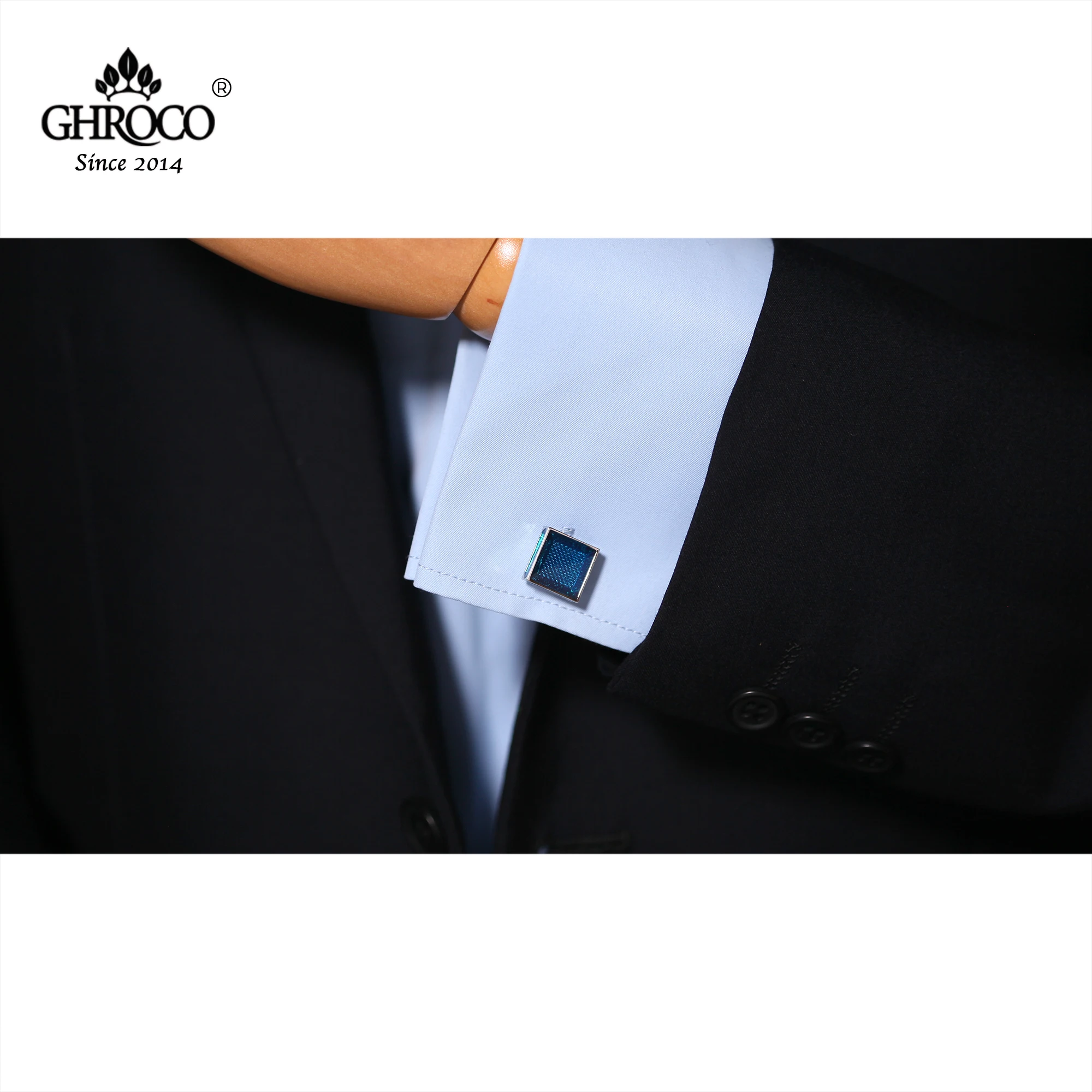 GHROCO High Quality Exquisite Blue Enamel French Shirt Cufflinks Fashion Luxury Gifts Business Men and Women Groomsmen Best-man