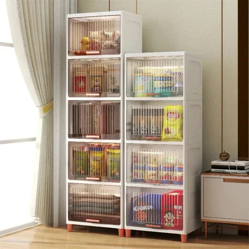 Nordic Modern Multi-layer Cabinets Plastic Kitchen Clamshell Storage Home Furniture Floor Rack Locker Living Room Snack